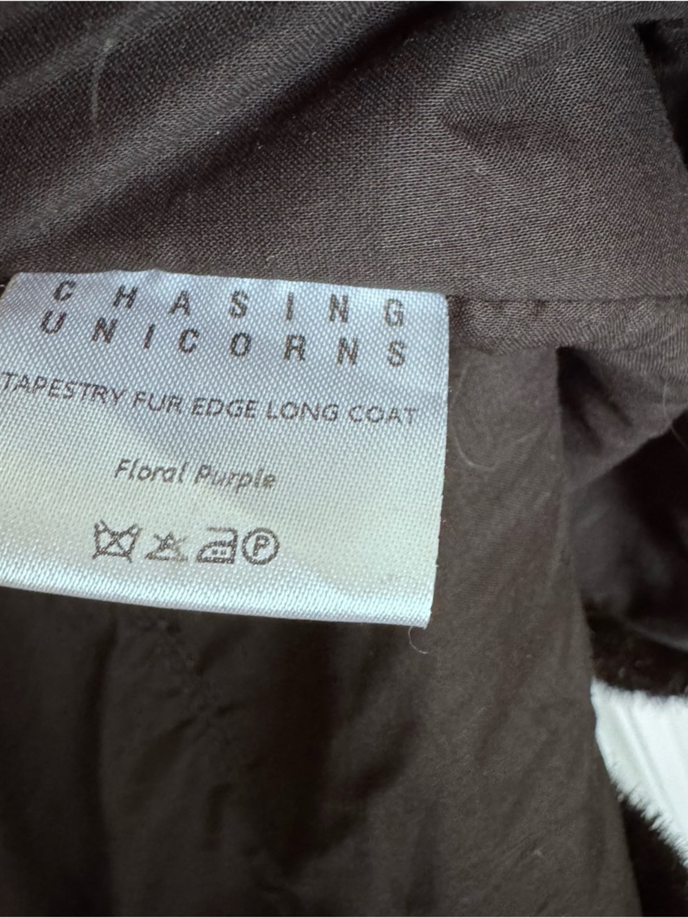 Chasing Unicorns Black Coat with Dark Brown Fur Trim - Picture 10 of 14